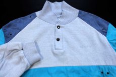 画像3: 70s adidasアディダス VENTEX マルチカラー 切り替え ヘンリーネック スウェット 杢グレー L (3)
