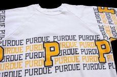 画像3: 80s USA製 PURDUE ロゴ 両面&袖プリント スウェット 白 XL (3)