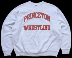 画像2: 90s USA製 PRINCETON WRESTLING 両面プリント スウェット 杢ライトグレー XXL★特大 (2)
