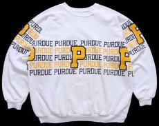 画像1: 80s USA製 PURDUE ロゴ 両面&袖プリント スウェット 白 XL (1)