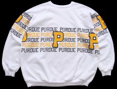 画像2: 80s USA製 PURDUE ロゴ 両面&袖プリント スウェット 白 XL (2)