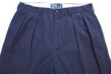 画像4: 90s メキシコ製 ポロ ラルフローレン ANDREW PANT ツータック コットン チノパン 紺 W34 L34★338 (4)