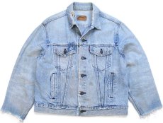 画像1: 80s USA製 Levi'sリーバイス 70506 カットオフ デニムジャケット 4ポケット ボロ 44R (1)