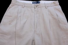 画像4: 90s ポロ ラルフローレン HAMMOND PANT ツータック コットンパンツ カーキ W32 L32★350 (4)