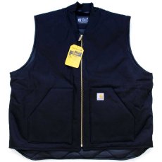 画像1: 新品★carharttカーハート V01 FIRM DUCK INSULATED RIB COLLAR VEST RELAXED FIT キルティングライナー ダックベスト 黒 2XL★特大 (1)