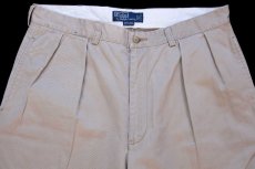 画像4: 90s ポロ ラルフローレン ANDREW PANT ツータック コットン チノパン ベージュ W35 L30★340 (4)