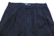 画像4: 90s メキシコ製 ポロ ラルフローレン ANDREW PANT ツータック コットン チノパン 後染め 黒 W34 L29 (4)