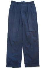 画像2: 90s ポロ ラルフローレン ツータック スラックス コットンパンツ 紺 フェード W33 L30★347 (2)