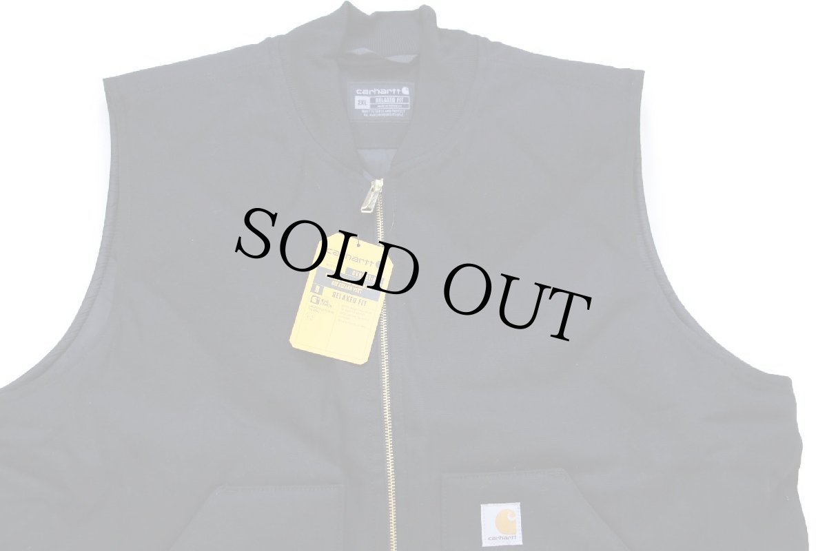 画像3: 新品★carharttカーハート V01 FIRM DUCK INSULATED RIB COLLAR VEST RELAXED FIT キルティングライナー ダックベスト 黒 2XL★特大 (3)
