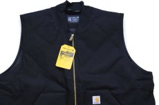 画像3: 新品★carharttカーハート V01 FIRM DUCK INSULATED RIB COLLAR VEST RELAXED FIT キルティングライナー ダックベスト 黒 2XL★特大 (3)