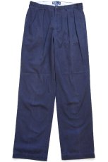 画像2: 90s メキシコ製 ポロ ラルフローレン ANDREW PANT ツータック コットン チノパン 紺 W34 L34★338 (2)