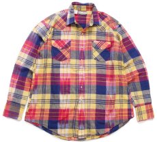 画像1: 80s USA製 gold collection by KARMAN マドラスチャック コットン ウエスタンシャツ XL (1)