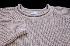 画像3: L.L.Bean 無地 ロールネック ローゲージ コットンニット セーター ブラウンベージュ×ナチュラル ミックス XL-R (3)