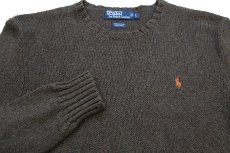 画像3: 00s ポロ ラルフローレン ワンポイント コットン×リネンニット セーター オリーブドラブ ミックス L (3)