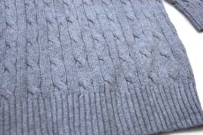 画像5: 90s ポロ ラルフローレン ワンポイント Vネック ケーブル編み シルクニット セーター 杢グレー XL (5)