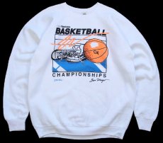 画像1: 90s USA製 CIF/Reebokリーボック BASKETBALL スニーカー 蛍光プリント スウェット 白 XL (1)