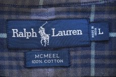 画像5: 00s ラルフローレン MCMEEL タータンチェック マチ付き 三点留め ボタンダウン コットンシャツ L★インド綿 (5)