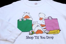 画像3: 80s USA製 Shop 'Til You Drop ダック イラスト スウェット 白 XL (3)