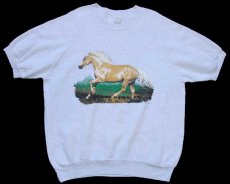 画像1: 90s USA製 ホース アート 半袖スウェット 杢ライトグレー XXL★特大 (1)