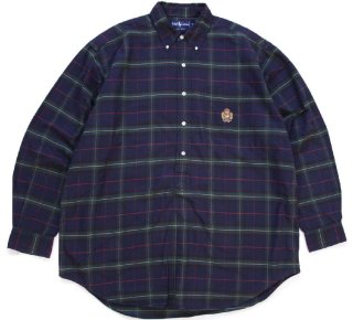 90s ポロ ラルフローレン タータンチェック コットン×ウールシャツ L