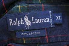 画像4: 90s ラルフローレン ロゴ刺繍 タータンチェック ポケット付き ボタンダウン プルオーバー オックスフォード コットンシャツ XL (4)