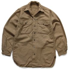 画像1: 40s 米軍 U.S.ARMY マチ付き ウールシャツ オリーブドラブ (1)