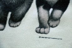 画像4: 90s USA製 キャット アート 両面プリント 半袖スウェット カスタム ライトグリーン XXL★特大 (4)