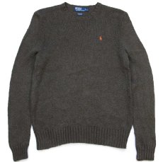画像1: 00s ポロ ラルフローレン ワンポイント コットン×リネンニット セーター オリーブドラブ ミックス L (1)