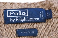 画像4: 90s ポロ ラルフローレン ワンポイント ケーブル編み シルクニット セーター ブラウン L (4)