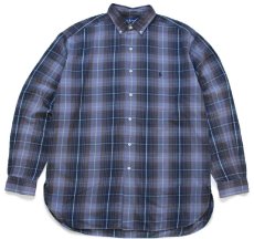 画像1: 00s ラルフローレン MCMEEL タータンチェック マチ付き 三点留め ボタンダウン コットンシャツ L★インド綿 (1)