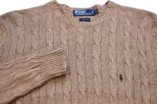 画像3: 90s ポロ ラルフローレン ワンポイント ケーブル編み シルクニット セーター ブラウン L (3)