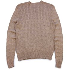 画像2: 90s ポロ ラルフローレン ワンポイント ケーブル編み シルクニット セーター ブラウン L (2)