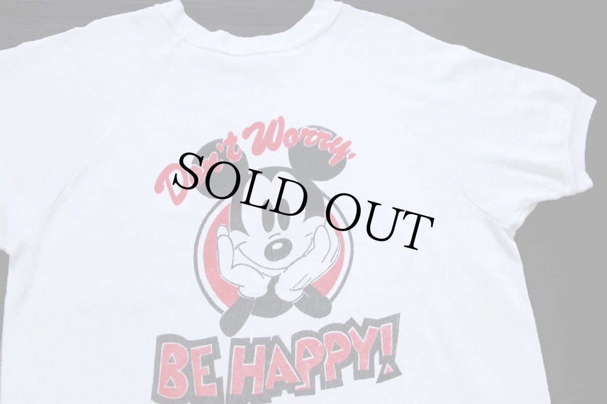 画像3: 80s USA製 Don't Worry, BE HAPPY! ミッキー マウス 半袖スウェット 白 XL (3)