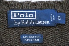 画像4: 00s ポロ ラルフローレン ワンポイント コットン×リネンニット セーター オリーブドラブ ミックス L (4)