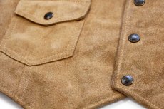 画像6: 70s メキシコ製 SILTON スエード レザーベスト 茶 L (6)