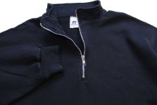 画像3: 00s メキシコ製 RUSSELLラッセル 無地 ハイネック ハーフジップ スウェット 黒 XL★ブランク (3)