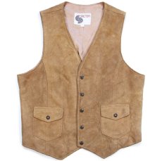 画像1: 70s メキシコ製 SILTON スエード レザーベスト 茶 L (1)