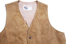 画像3: 70s メキシコ製 SILTON スエード レザーベスト 茶 L (3)