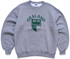 画像1: 90s USA製 RUSSELLラッセル GRALAND 前V スウェット 杢グレー L (1)