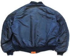 画像2: 80s USA製 ALPHAアルファ MA-1 フライトジャケット 紺 フェード XL (2)