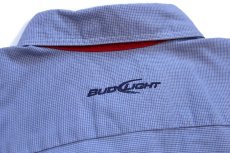 画像5: 00s RIVERSIDE Budweiserバドワイザー ロゴ刺繍 ボタンダウン 半袖 ワークシャツ ブルーグレー (5)