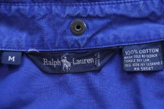 画像4: 90s ラルフローレン ワンポイント チンスト&フード付き コットンポプリン ジャケット 青 ボーイズM (4)