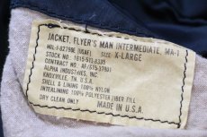 画像4: 80s USA製 ALPHAアルファ MA-1 フライトジャケット 紺 フェード XL (4)