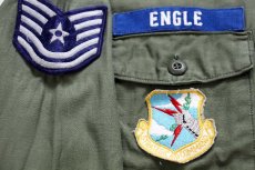 画像4: 60s 米軍 U.S.AIR FORCEパッチ付き コットンサテン ユーティリティシャツ オリーブグリーン 15.5 (4)