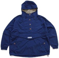 画像1: 90s Columbiaコロンビア 無地 ナイロン アノラックパーカー 紺 W-L (1)