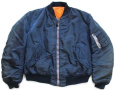 画像1: 80s USA製 ALPHAアルファ MA-1 フライトジャケット 紺 フェード XL (1)