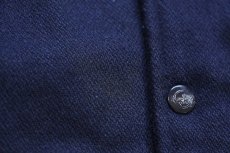 画像8: 90s Hard Rock CAFE ハードロック カフェ NIAGARA FALLS ロゴ刺繍 キルティングライナー メルトン ウール 袖革スタジャン 紺×赤茶 M (8)