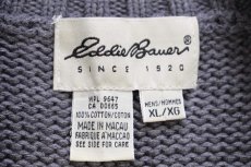 画像4: 90s EddieBauerエディーバウアー 無地 ハーフジップ コットンニット セーター グレー XL (4)