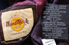 画像5: 90s Hard Rock CAFE ハードロック カフェ NIAGARA FALLS ロゴ刺繍 キルティングライナー メルトン ウール 袖革スタジャン 紺×赤茶 M (5)