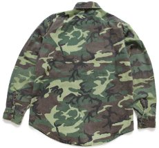 画像2: 70s USA製 FIVE BROTHERファイブブラザー ウッドランドカモ コットン ハンティングシャツ M (2)